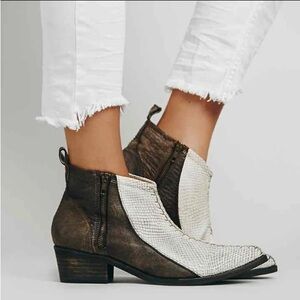 Free People Brown and White Ankle Boots